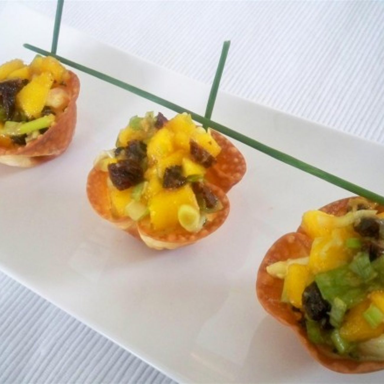 Mango Curry Shrimp Salad in Wonton Cups