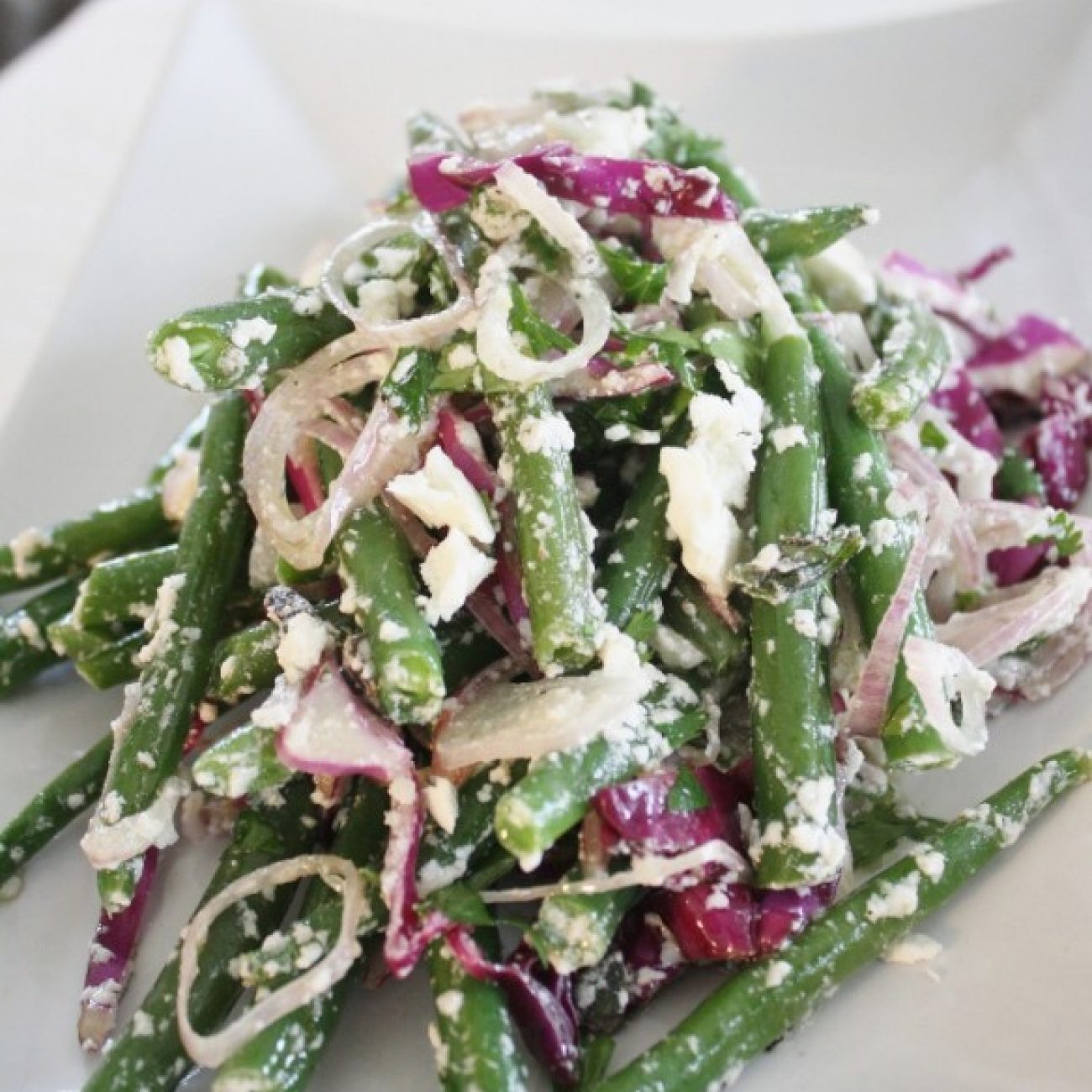 Green Bean, Red Cabbage and Feta Salad