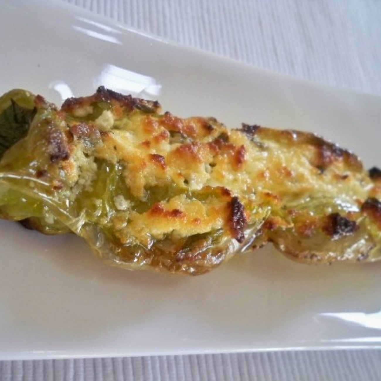 Roasted Anaheim Peppers stuffed with herbed Lebneh and Feta
