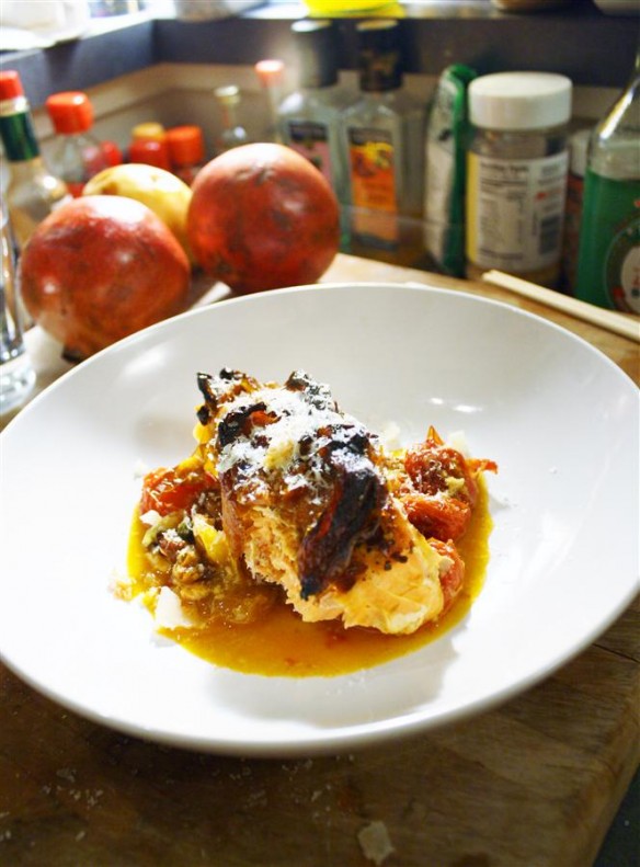 Roasted Salmon with Tomatos and Capers