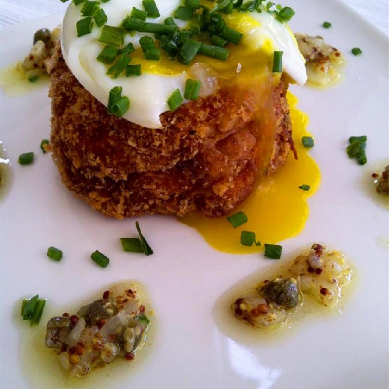 Salmon Cakes with Caper and Shallot Dressing