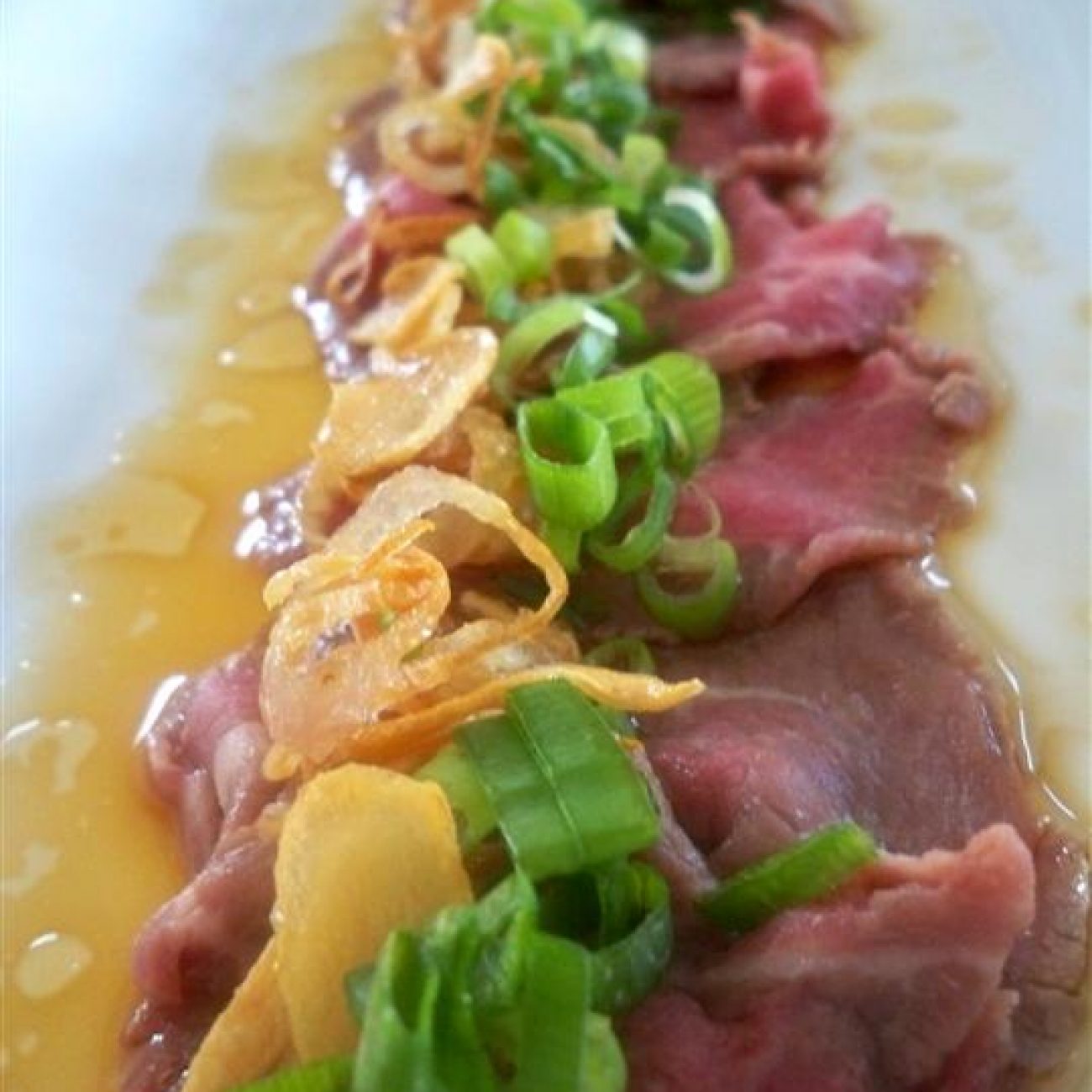Beef Tataki with Crispy Shallots and Garlic