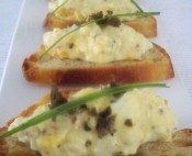Truffle Deviled Egg on Olive oil toast