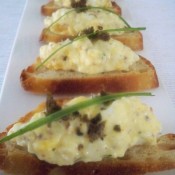 Truffle Deviled Egg on Olive oil toast