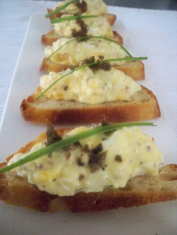 Truffle Deviled Egg on Olive oil toast