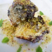 Blueberry Muffins with lemon glaze and crushed pistachios (Custom)