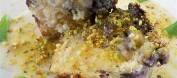 Blueberry Muffins with lemon glaze and crushed pistachios (Custom)