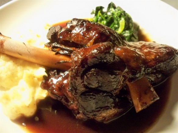 Braised Lamb Shank with Mustard Mash and Sauteed Spinach (Custom)