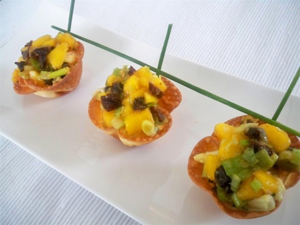 Mango Curry Shrimp Salad in Wonton Cups (Custom)