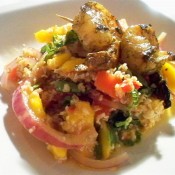 Mango and Bulgur wheat with curried bbq shrimp (Custom)