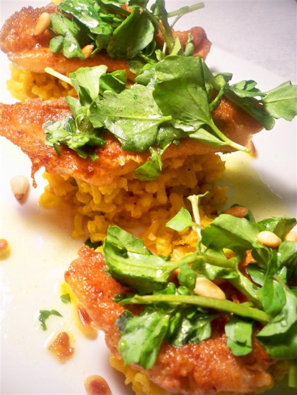 Pan Fried Red Mullet with Saffron Rice Pilaf (Custom)