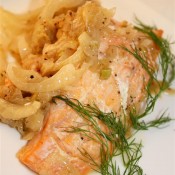 Salmon in parchment paper with fennel shallots (Custom)