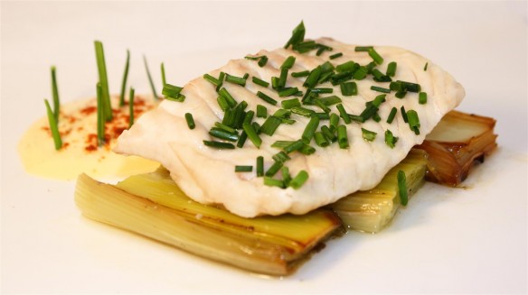 Steamed Cod with braised leeks and lemon mayonaise (Custom)