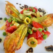 Stuffed Squash Blossoms with Vegetable Ratatouille (Custom)