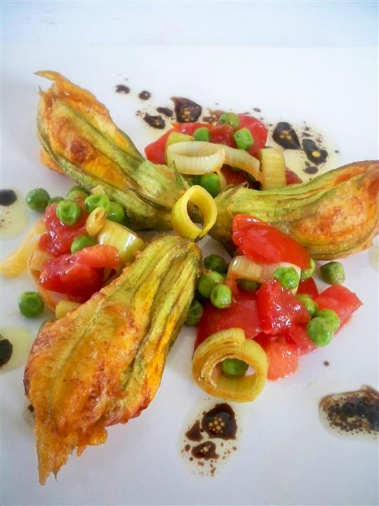 Stuffed Squash Blossoms with Vegetable Ratatouille (Custom)