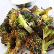 Roasted Broccoli with beer cheese sauce