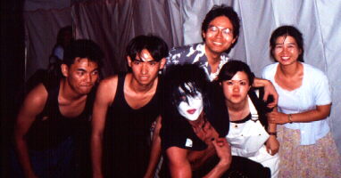 A group photograph with a band member.