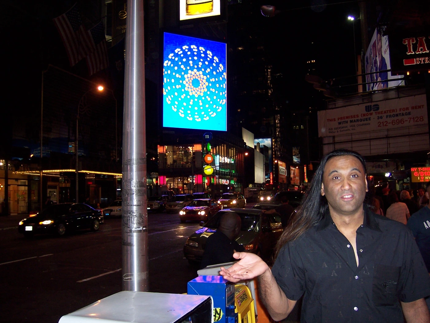 Ed amid New York city lights on his first trip in July 2007