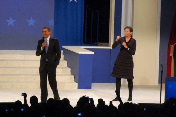 Barack and Michelle Obama onstage at the Youth Ball
