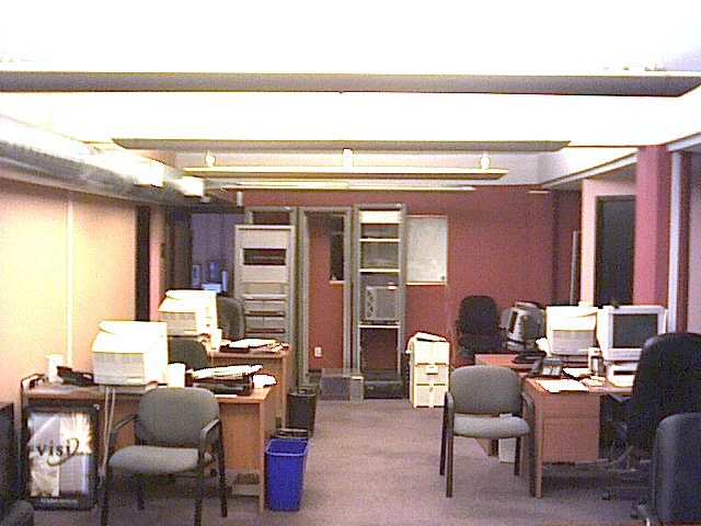 The Next Level and Wiremix office on downtown Howe Street in 2000, filled with computers and server equipment