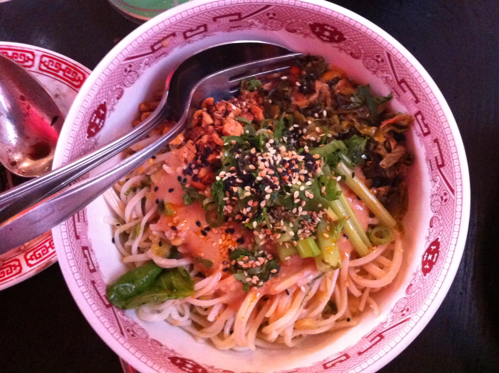 Overhead view of the noodle dish