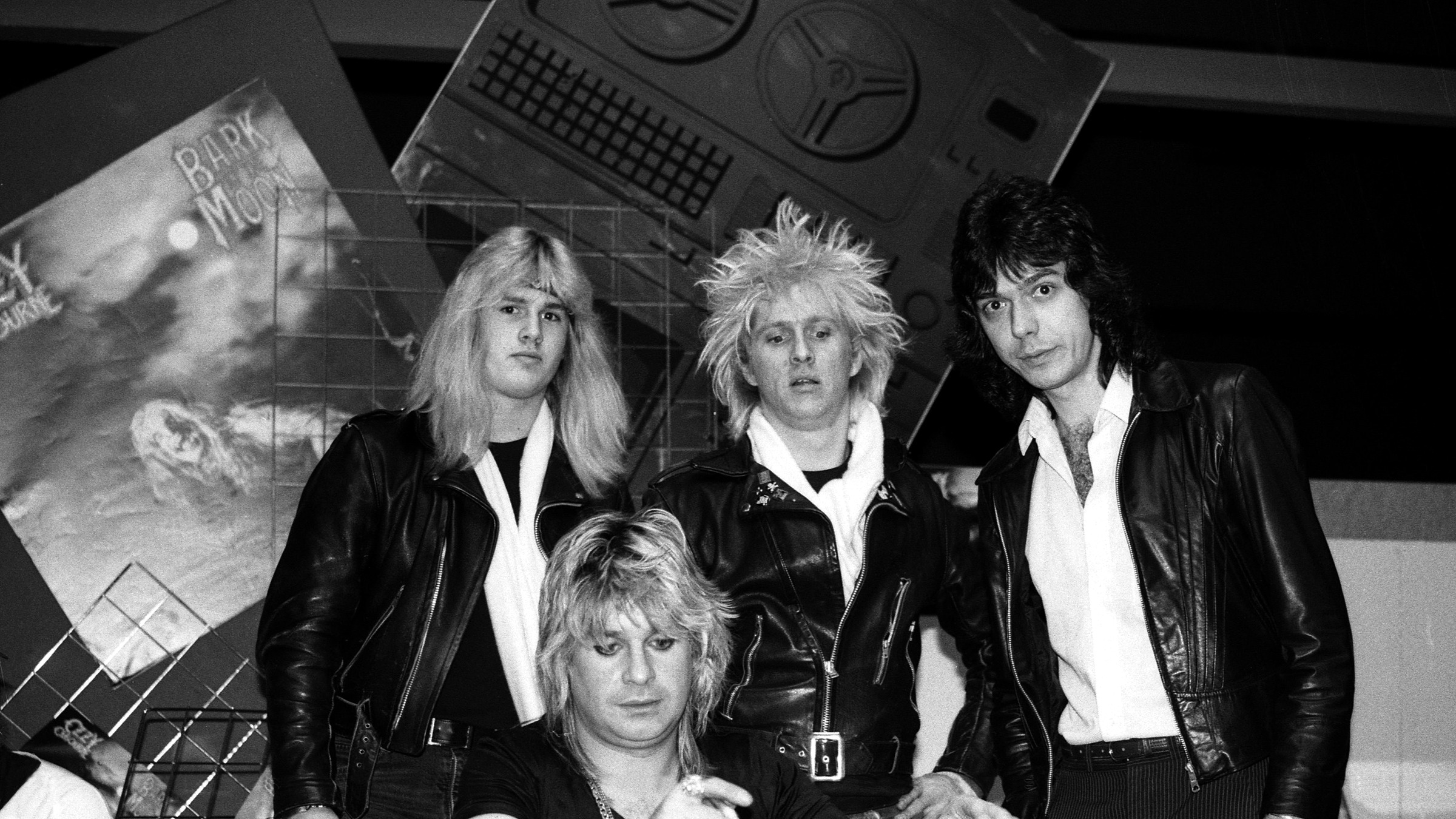 Benny Doro, Randy Rampage, Ozzy Osbourne and Jeff Zgalic together beneath a Bark at the Moon display at The Bay in Vancouver.