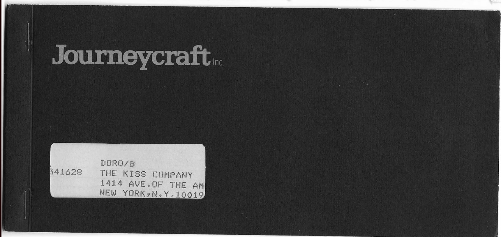 The original Journeycraft envelope addressed to The KISS Company