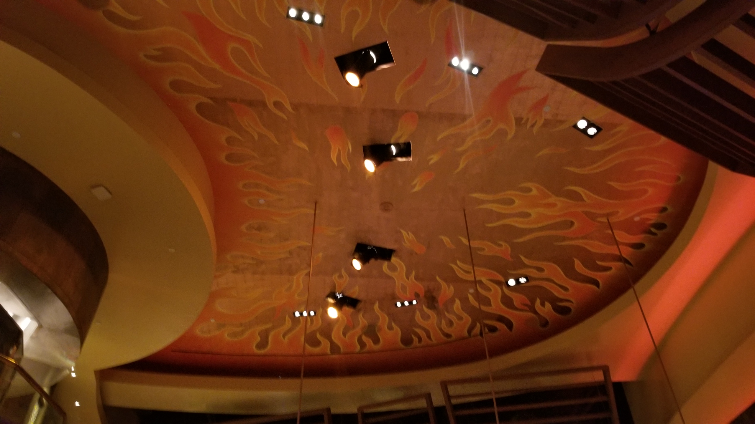 The flame-painted ceiling.